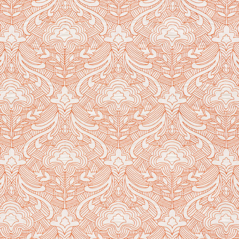 Hendrix Embroidery Orange 76161 by Schumacher Fabric FREE SPIRIT See Sample INDIA - </p><p>Repeat: Horizontal: 12 7/8" (33CM) and Vertical: 14 1/2" (37CM) 51" (130CM) - Fabric Carolina -