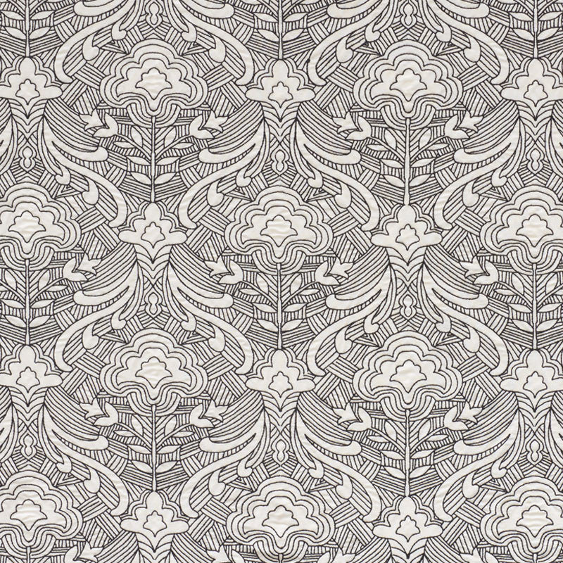 Hendrix Embroidery Black 76162 by Schumacher Fabric FREE SPIRIT LINEN 39% POLYESTER 35% INDIA </p><p>Repeat: Horizontal: 12 7/8" (33CM) and Vertical: 14 1/2" (37CM) 51 - Fabric Carolina -