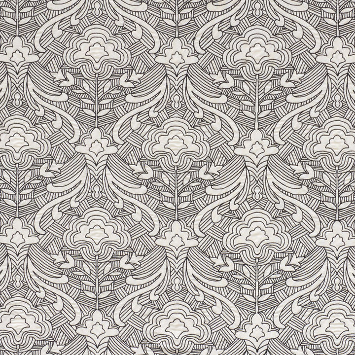 Hendrix Embroidery Black 76162 by Schumacher Fabric FREE SPIRIT See Sample INDIA - </p><p>Repeat: Horizontal: 12 7/8" (33CM) and Vertical: 14 1/2" (37CM) 51" (130CM) - Fabric Carolina -