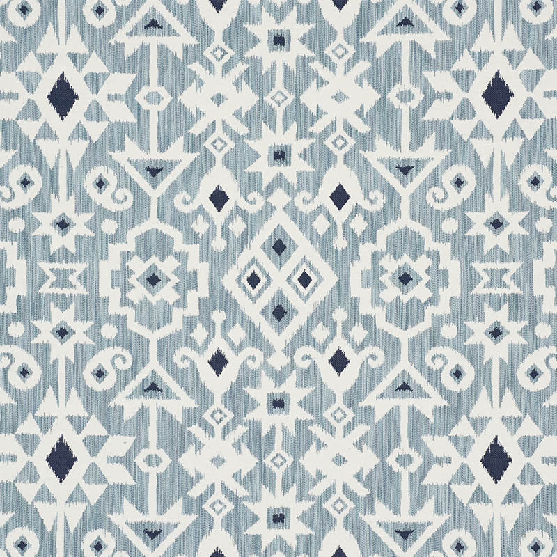 Crusoe Ikat Sky 76521 by Schumacher Fabric WORLD VIEW COTTON 65% VISCOSE 35% ITALY MARTINDALE 14,000 </p><p>Repeat: Horizontal: 28" (71CM) and Vertical: 23 1/2" (60CM) 55.875 - Fabric Carolina -