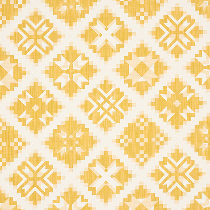 Tristan Patchwork Yellow 76762 by Schumacher Fabric FOLK ART See Sample ITALY - </p><p>Repeat: Horizontal: 13 1/2" (34CM) and Vertical: 13 1/2" (34CM) 53 1/4" (135CM) - Fabric Carolina -