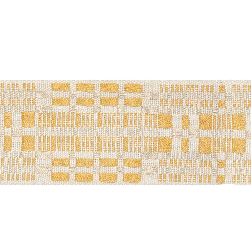 Brimfield Tape Yellow 76953 by Schumacher Fabric Schumacher Fabric Brimfield Tape Yellow 76953Fabric VISCOSE 100% GERMANY </p><p>Repeat: H: HORZ. 7 1/4" (18CM) , V: VERT. 1 3/4 (4CM) 2.5 - Fabric Carolina -