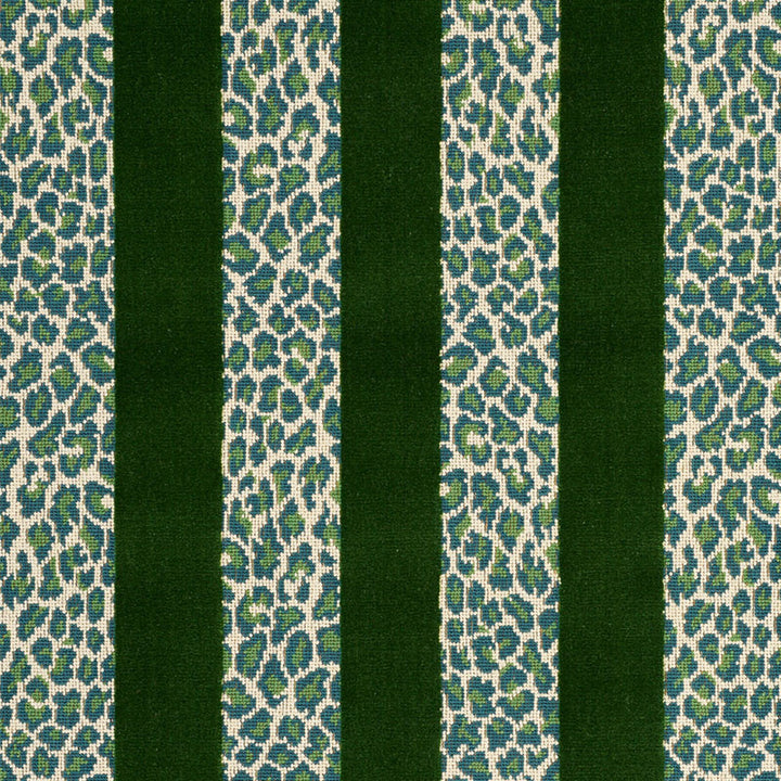 Guepard Stripe Velvet Emerald 77141 by Schumacher Fabric TIMOTHY CORRIGAN COTTON 90% POLYESTER 10% BELGIUM </p><p>Repeat: Horizontal: 13 1/2" and Vertical: 8 7/8" 54 - Fabric Carolina -
