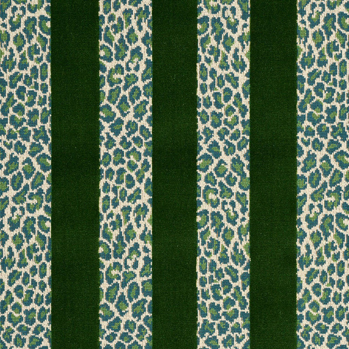 Guepard Stripe Velvet Emerald 77141 by Schumacher Fabric Schumacher Fabric Guepard Stripe Velvet Emerald 77141Fabric COTTON 90% BELGIUM </p><p>Repeat: H: 13 1/2" , V: 8 7/8" 54 - Fabric Carolina -