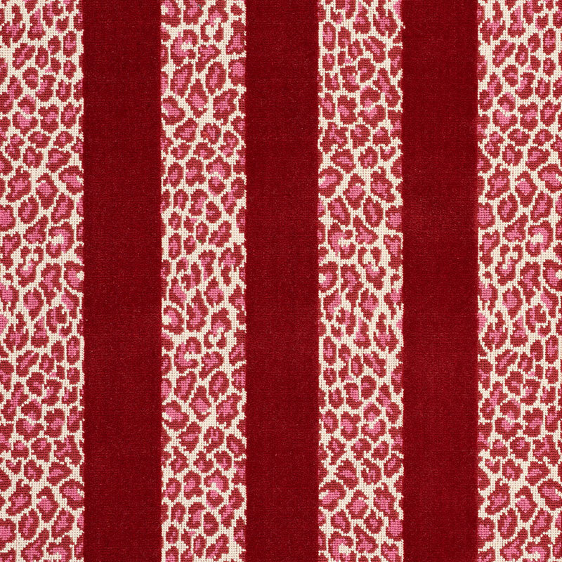 Guepard Stripe Velvet Red 77143 by Schumacher Fabric TIMOTHY CORRIGAN COTTON 90% POLYESTER 10% BELGIUM </p><p>Repeat: Horizontal: 13 1/2" and Vertical: 8 7/8" 54 - Fabric Carolina -