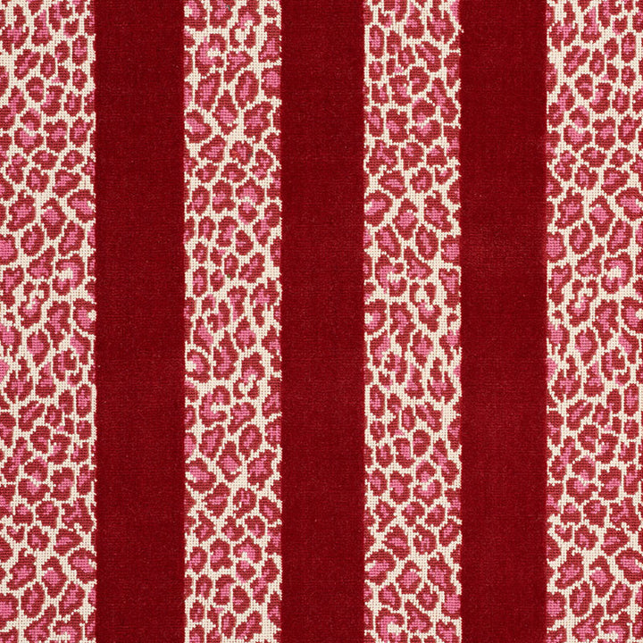Guepard Stripe Velvet Red 77143 by Schumacher Fabric TIMOTHY CORRIGAN COTTON 90% POLYESTER 10% BELGIUM </p><p>Repeat: Horizontal: 13 1/2" and Vertical: 8 7/8" 54 - Fabric Carolina -