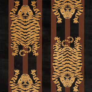 Jokhang Tiger Velvet Brown & Black 77232 by Schumacher Fabric