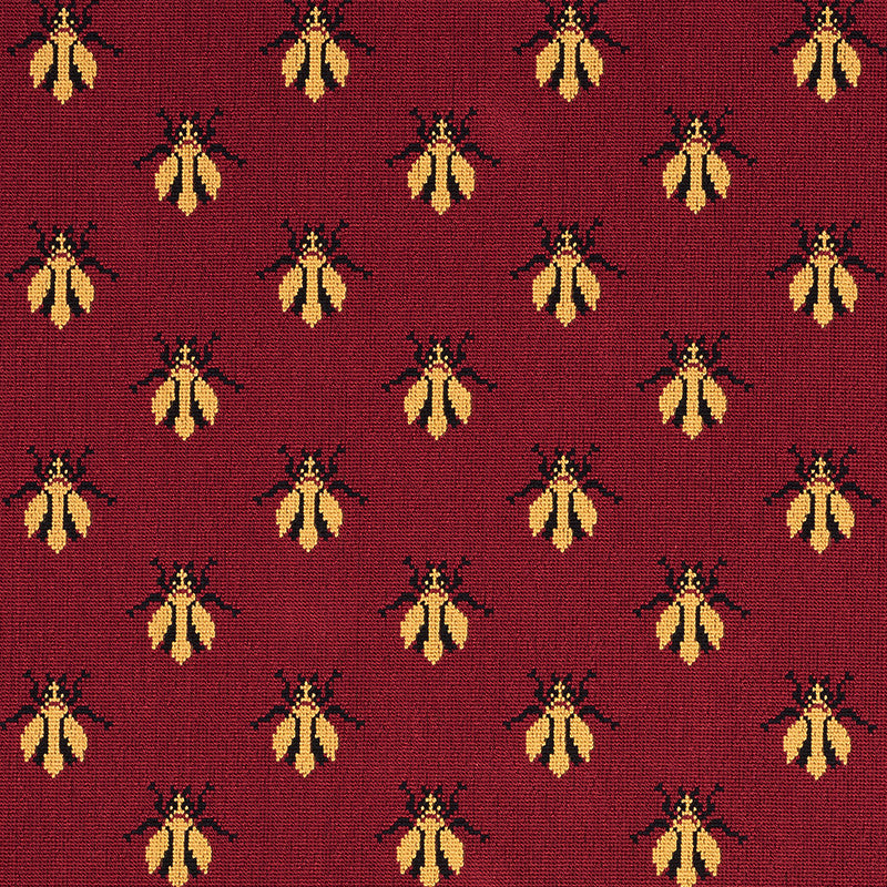 Bee Epingle Red 77410 by Schumacher Fabric CUT & PATTERNED VELVETS COTTON 91% POLYESTER 9% BELGIUM </p><p>Repeat: Horizontal: 4 1/2" (11CM) and Vertical: 4" (10CM) 54 - Fabric Carolina -