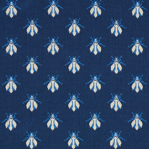 Bee Epingle Blue 77411 by Schumacher Fabric