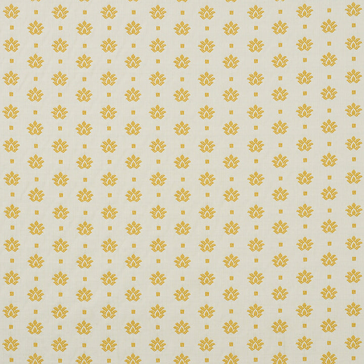 Brunel Yellow 77532 by Schumacher Fabric NEW TRADITIONAL II COTTON 100% INDIA </p><p>Repeat: Horizontal: 3 3/8" (9CM) and Vertical: 2 1/4" (6CM) 54.5 - Fabric Carolina -