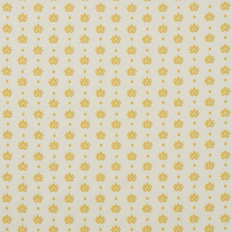 Brunel Yellow 77532 by Schumacher Fabric NEW TRADITIONAL II See Sample INDIA - </p><p>Repeat: Horizontal: 3 3/8" (9CM) and Vertical: 2 1/4" (6CM) 54 1/2" (138CM) - Fabric Carolina -