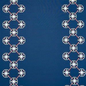Chamizal Embroidery Blue & Red 77601 by Schumacher Fabric