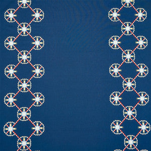 Chamizal Embroidery Blue & Red 77601 by Schumacher Fabric