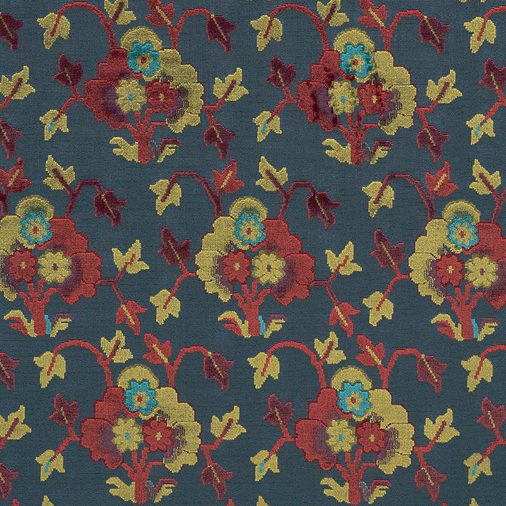 Jennie Velvet Blue & Red 77741 by Schumacher Fabric CUT & PATTERNED VELVETS VISCOSE 80% COTTON 10% BELGIUM MARTINDALE 40,000 </p><p>Repeat: Horizontal: 9" (23CM) and Vertical: 14 1/4" (36 CM) 54.25 - Fabric Carolina -