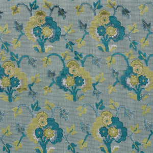 Jennie Velvet Peacock & Celadon 77742 by Schumacher Fabric