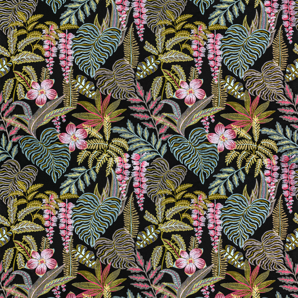 7806-10 Tropicale Black by Bassett Mcnab Designer Fabric BASSETT MCNAB SIGNATURE 100%COT %VEMB INDIA Horizontal: 26.000 and Vertical: 30.000 52.75 in - Swanky Fabrics -