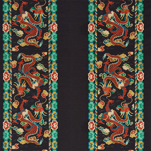 Lotan Dragon Embroidery Black 78090 by Schumacher Fabric