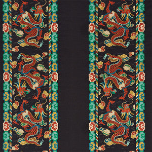 Lotan Dragon Embroidery Black 78090 by Schumacher Fabric