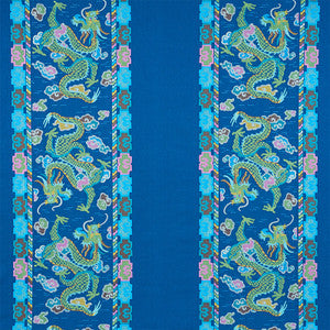 Lotan Dragon Embroidery Blue 78091 by Schumacher Fabric