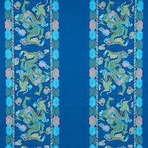 Lotan Dragon Embroidery Blue 78091 by Schumacher Fabric