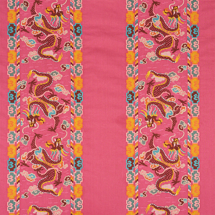 Lotan Dragon Embroidery Pink 78092 by Schumacher Fabric FIRE BREATHER See Sample INDIA - </p><p>Repeat: Horizontal: 26 1/2" (67CM) and Vertical: 30" (76CM) 58 1/2" (149CM) - Fabric Carolina -