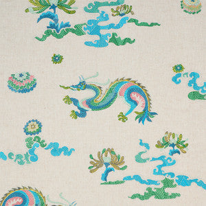Hanlun Dragon Embroidery Natural 78110 by Schumacher Fabric