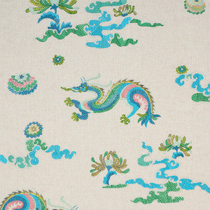 Hanlun Dragon Embroidery Natural 78110 by Schumacher Fabric