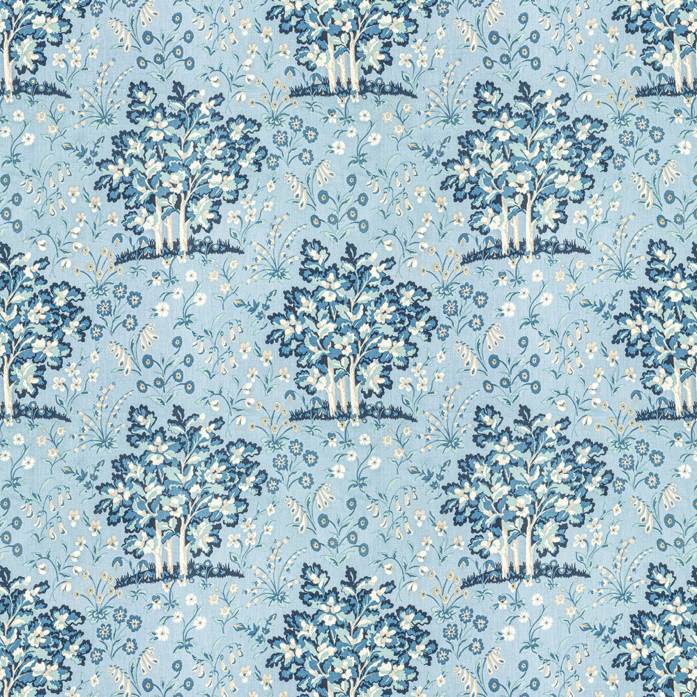 7813-2 Medieval Garden Ocean by Bassett Mcnab Fabric BASSETT MCNAB SIGNATURE 100%LIN USA Horizontal: 27 and Vertical: 25.25 54 in - Fabric Carolina -