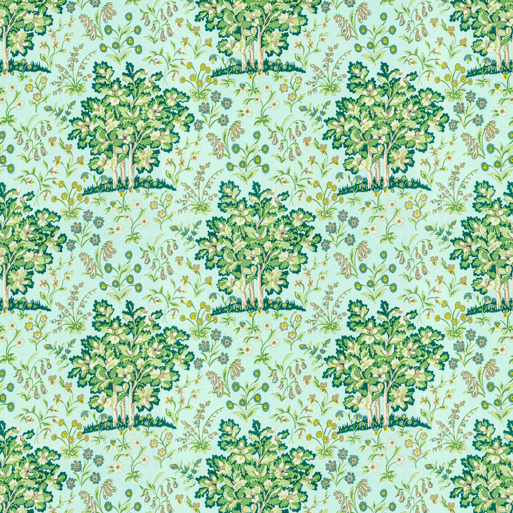 7813-49 Medieval Garden Seaglass by Bassett Mcnab Fabric BASSETT MCNAB SIGNATURE 100%LIN USA Horizontal: 27 and Vertical: 25.25 54 in - Fabric Carolina -