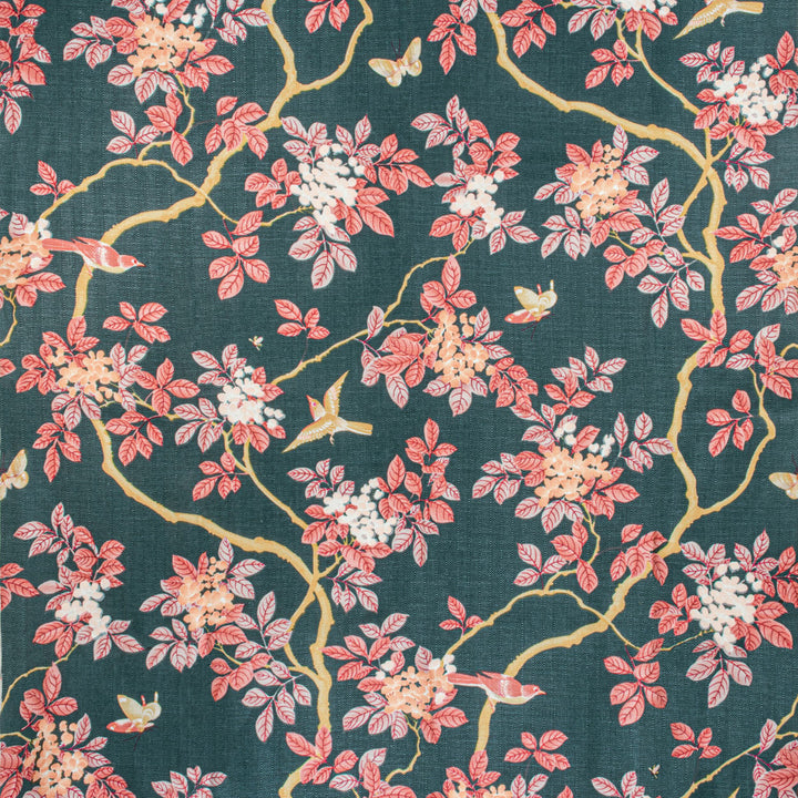 7814-10 Birds And Butterfly Herringbone Nightfall by Bassett Mcnab Fabric BASSETT MCNAB ORIGINS 100%LIN USA Horizontal: 48.000 and Vertical: 49.000 48 in - Fabric Carolina -