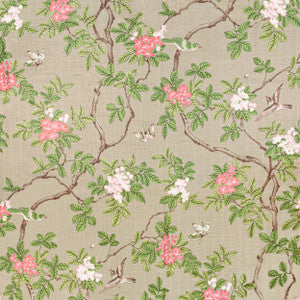 7814-11 Birds And Butterfly Herringbone Sandune by Bassett Mcnab Fabric