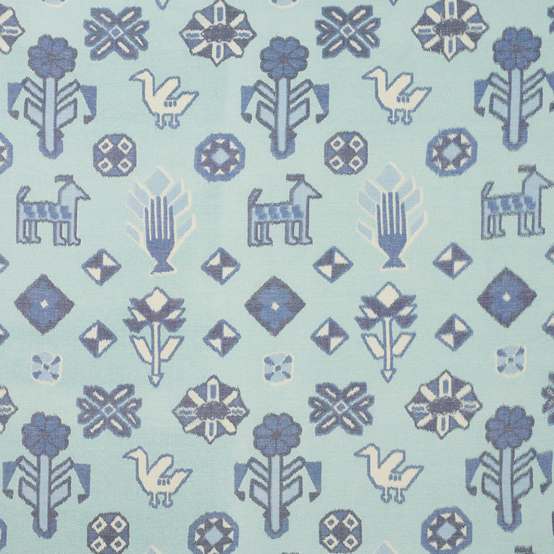 Chuska Warp Print Blue 78141 by Schumacher Fabric TRUE WEST See Sample INDIA - </p><p>Repeat: Horizontal: 18" (46CM) and Vertical: 29" (74CM) 54 1/2" (138CM) - Fabric Carolina -