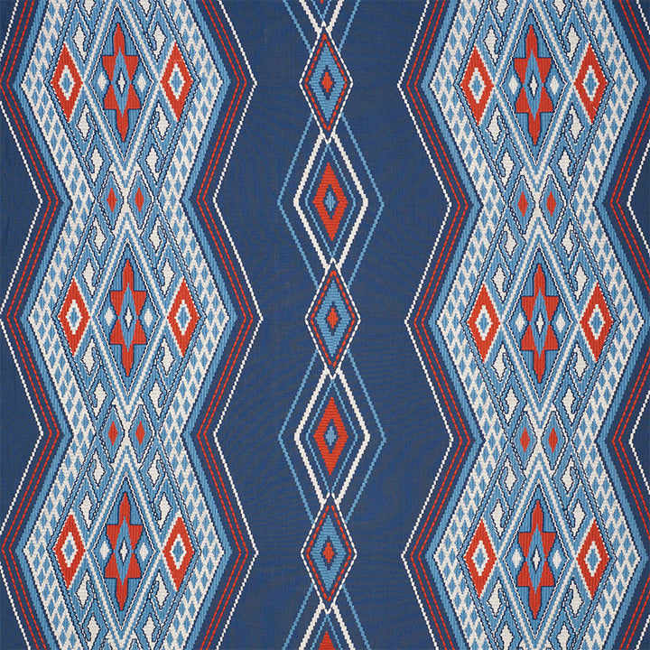 Bayeta Embroidery Blue & Red 78150 by Schumacher Fabric TRUE WEST See Sample INDIA - </p><p>Repeat: Horizontal: 26 1/4" (67CM) and Vertical: 15 1/2" (39CM) 54" (137CM) - Fabric Carolina -
