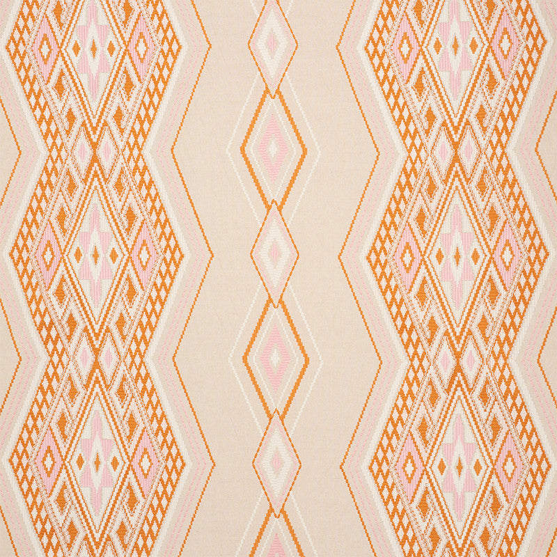 Bayeta Embroidery Pink & Orange 78151 by Schumacher Fabric Schumacher Fabric Bayeta Embroidery Pink & Orange 78151Fabric LINEN 70% INDIA </p><p>Repeat: H: HORZ. 26 1/4" (67CM) , V: VERT. 15 1/2" (39CM) 54 - Fabric Carolina -