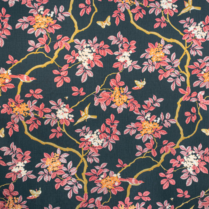 7820-10 Birds And Butterfly Nightfall by Bassett Mcnab Fabric BASSETT MCNAB ORIGINS 100%LIN USA Horizontal: 48 and Vertical: 49 48 in - Fabric Carolina -
