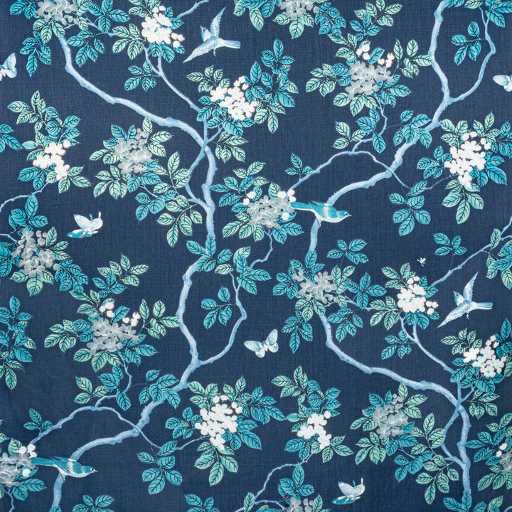 7820-44 Birds And Butterfly Riptide by Bassett Mcnab Designer Fabric BASSETT MCNAB ORIGINS 100%LIN USA Horizontal: 48 and Vertical: 49 48 in - Swanky Fabrics -