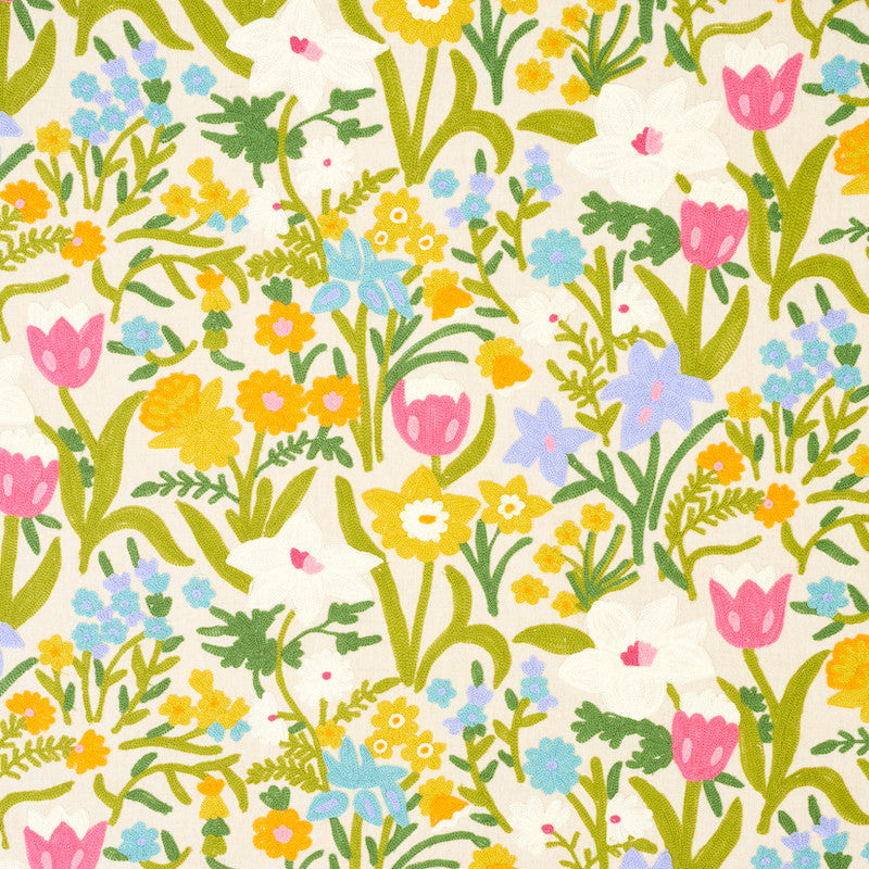 Crewel Garden Multi 78291 by Schumacher Fabric EXQUISITE EMBROIDERIES See Sample INDIA - </p><p>Repeat: Horizontal: 25 1/2" (65CM) and Vertical: 9 3/4" (25CM) 51 1/2" - Fabric Carolina -