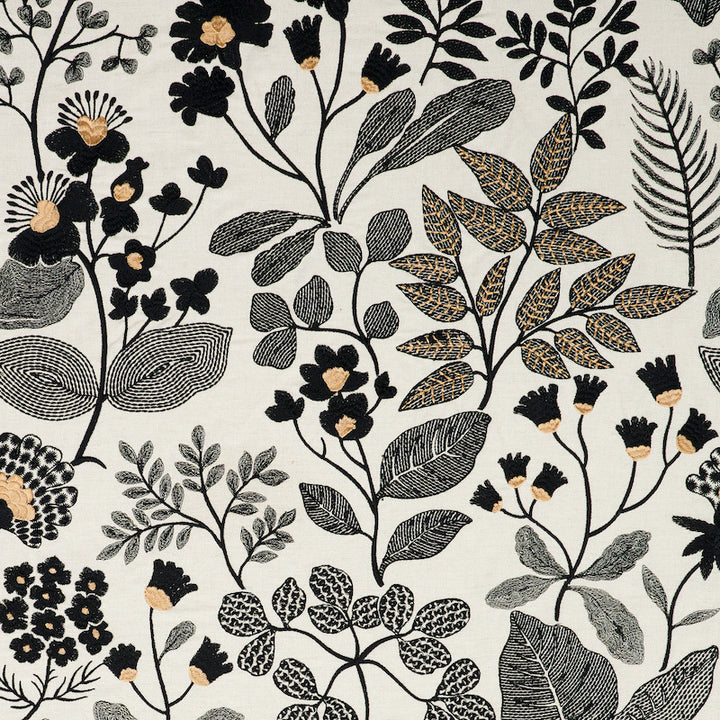 Emaline Embroidery Black 78312 by Schumacher Fabric EXQUISITE EMBROIDERIES See Sample INDIA - </p><p>Repeat: Horizontal: 24 3/4" (63CM) and Vertical: 29 1/2" (75CM) 49" - Fabric Carolina -