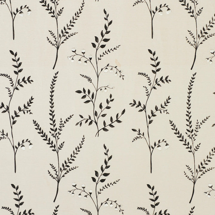 Cynthia Embroidered Print Black 78352 by Schumacher Designer Fabric EXQUISITE EMBROIDERIES See Sample INDIA - </p><p>Repeat: Horizontal: 17" (43CM) and Vertical: 16 1/4" (41CM) 51 1/4" - Swanky Fabrics -