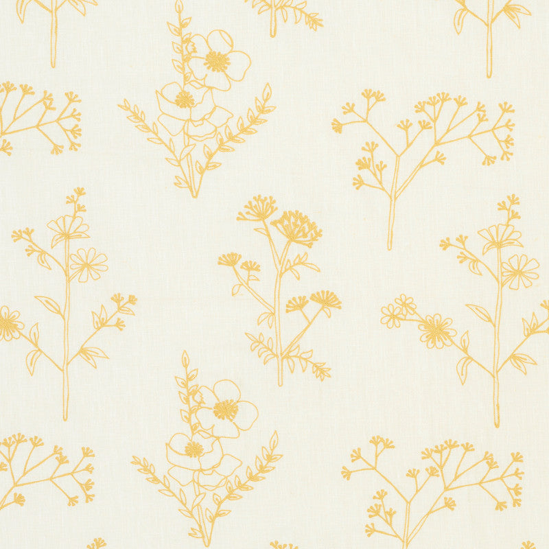 Lisbeth Embroidery Marigold 78362 by Schumacher Designer Fabric EXQUISITE EMBROIDERIES LINEN 100% INDIA </p><p>Repeat: Horizontal: 17 3/8" (44CM) and Vertical: 14 3/4" (37CM) 54 - Swanky Fabrics -