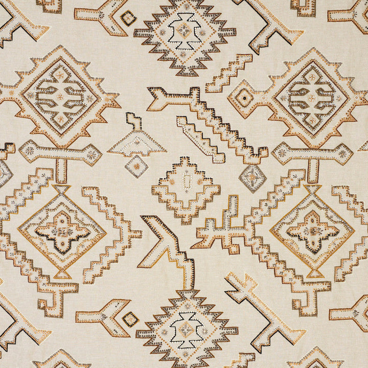 Ezma Embroidery Neutral 78380 by Schumacher Designer Fabric EXQUISITE EMBROIDERIES See Sample INDIA - </p><p>Repeat: Horizontal: 25 1/2" (65CM) and Vertical: 31" (79CM) 51" - Swanky Fabrics -