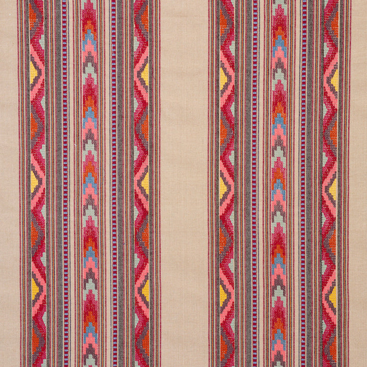 Zarzuela Stripe Embroidery Multi 78392 by Schumacher Fabric EXQUISITE EMBROIDERIES See Sample INDIA - </p><p>Repeat: Horizontal: 13 1/4" (34CM) and Vertical: 7 7/8" (20CM) 53" - Fabric Carolina -