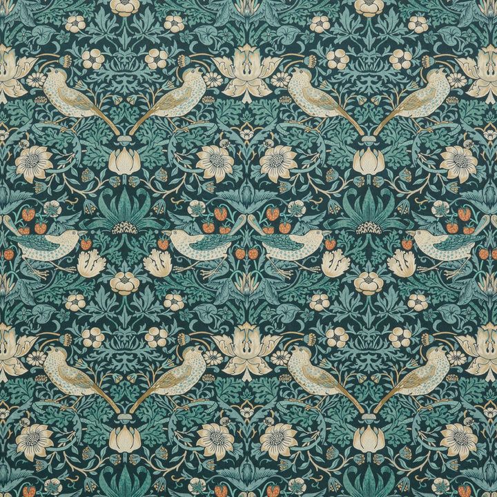 7870 Strawberry Thief Velvet 3 Navy by Wmah Fabric Wmah Fabric 7870 Strawberry Thief Velvet 3 NavyFabric William Morris At Home Kelmscott Gardens Vol 1 100%Pol Turkey </p><p>Repeat: H: 17.875, V: 11 54 in - Fabric Carolina -