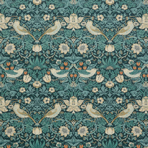 7870 Strawberry Thief Velvet 3 Navy by Wmah Fabric