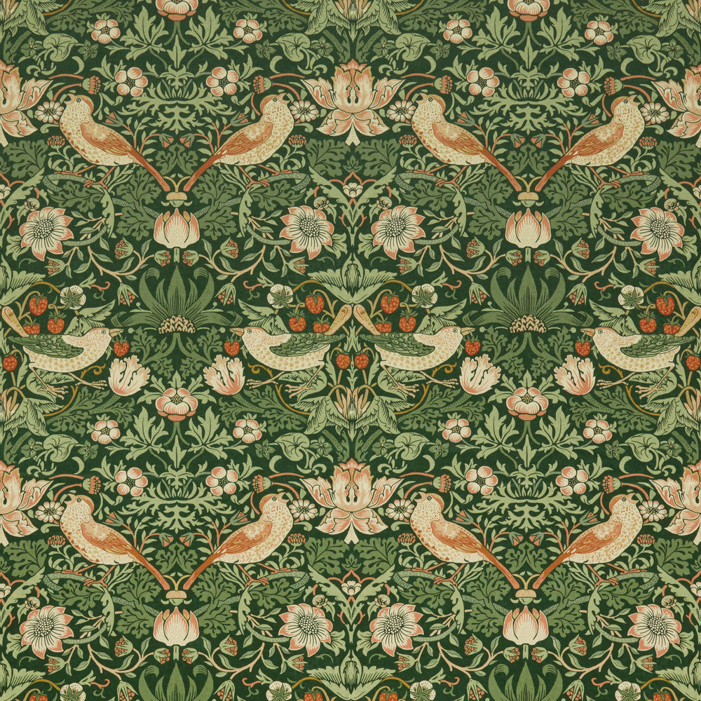 7870 Strawberry Thief Velvet 4 Hunter by Wmah Fabric Wmah Fabric 7870 Strawberry Thief Velvet 4 HunterFabric WILLIAM MORRIS AT HOME KELMSCOTT GARDENS VOL 1 100%POL TURKEY </p><p>Repeat: H: 18.000, V: 14.125 54 in - Fabric Carolina -