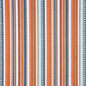 Zuni Stripe Blue & Orange 78730 by Schumacher Fabric