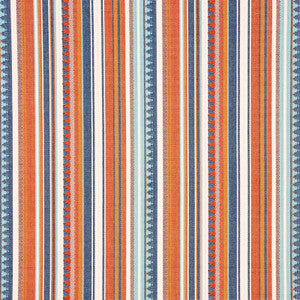 Zuni Stripe Blue & Orange 78730 by Schumacher Fabric