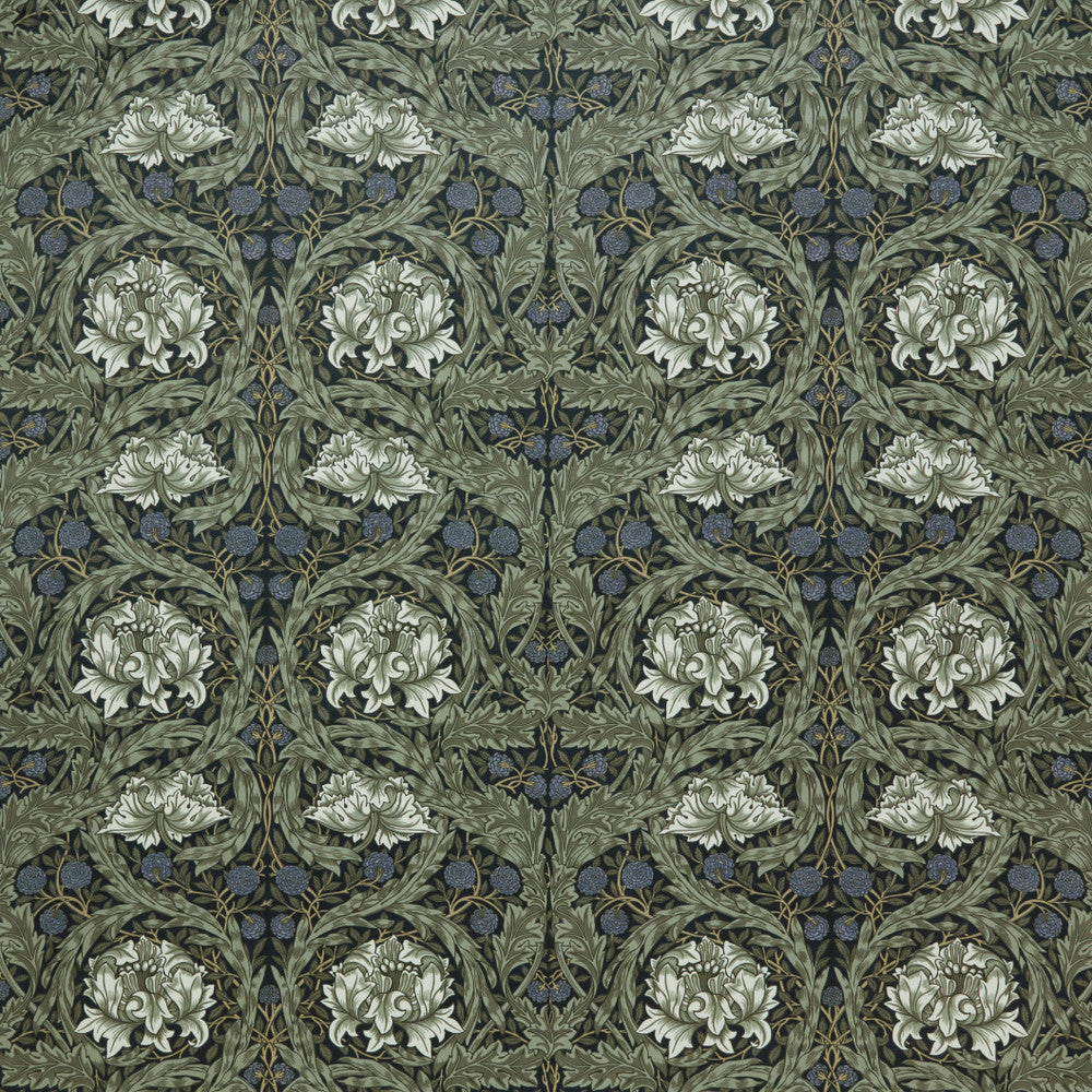 7877 African Marigold Velvet 1 Ink by Wmah Fabric Wmah Fabric 7877 African Marigold Velvet 1 InkFabric William Morris At Home Kelmscott Gardens Vol 2 100%Pol Turkey </p><p>Repeat: H: 27.125, V: 4.75 54 in - Fabric Carolina -