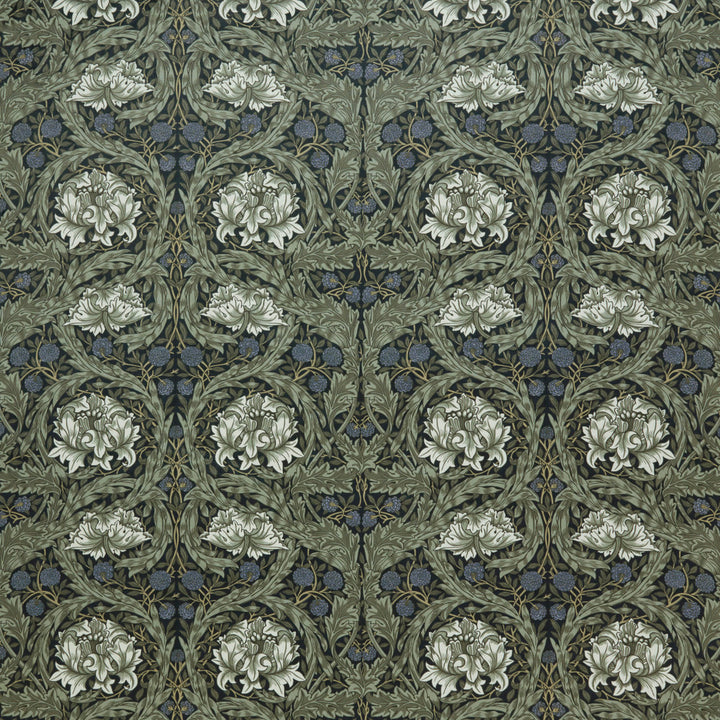 7877 African Marigold Velvet 1 Ink by Wmah Fabric Wmah Fabric 7877 African Marigold Velvet 1 InkFabric William Morris At Home Kelmscott Gardens Vol 2 100%Pol Turkey </p><p>Repeat: H: 27.125, V: 4.75 54 in - Fabric Carolina -