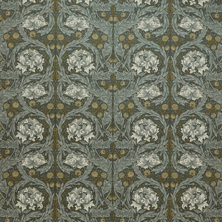 7877 African Marigold Velvet 2 Steel by Wmah Fabric Wmah Fabric 7877 African Marigold Velvet 2 SteelFabric WILLIAM MORRIS AT HOME KELMSCOTT GARDENS VOL 2 100%POL TURKEY </p><p>Repeat: H: 27.125, V: 16.125 54 in - Fabric Carolina -